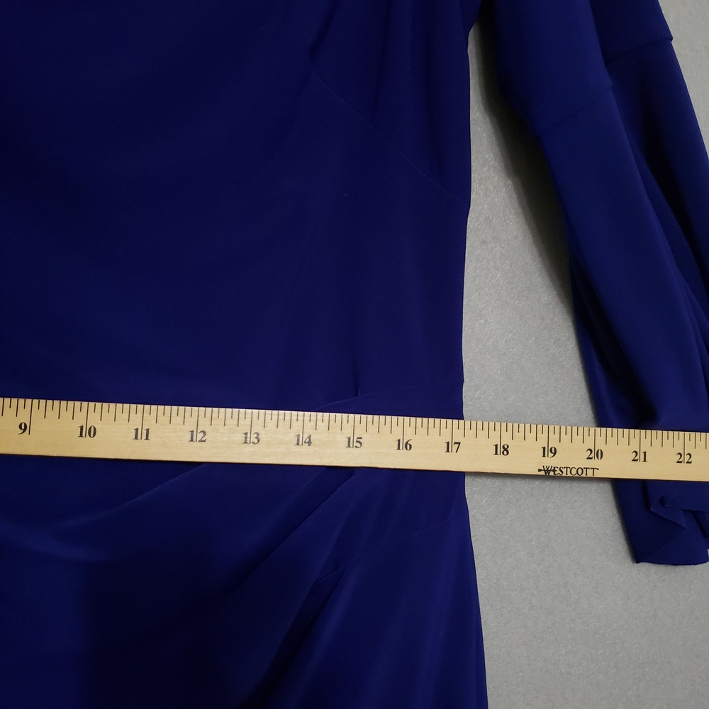 Lauren Ralph Lauren 16 Dress Royal Blue Bell Sleeve Ruched Cocktail Formal Party - Picture 16 of 16